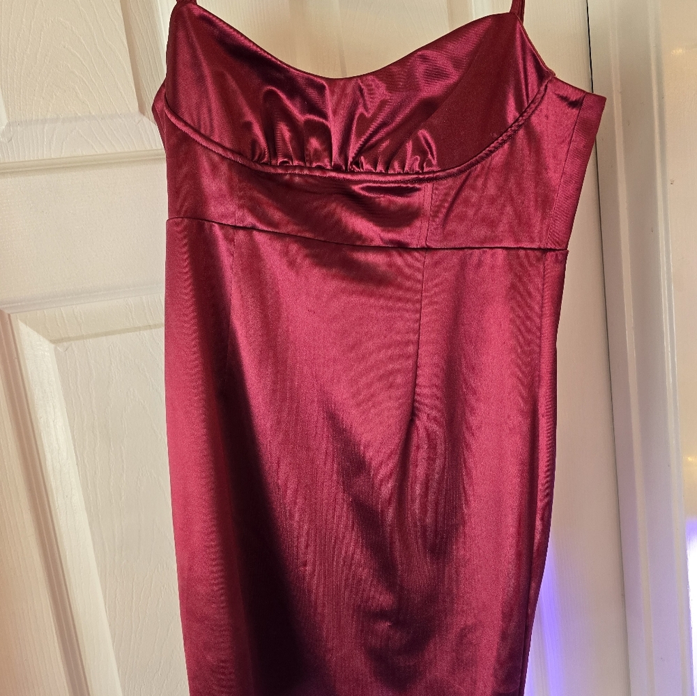 Elodie Deep Red Satin Dress